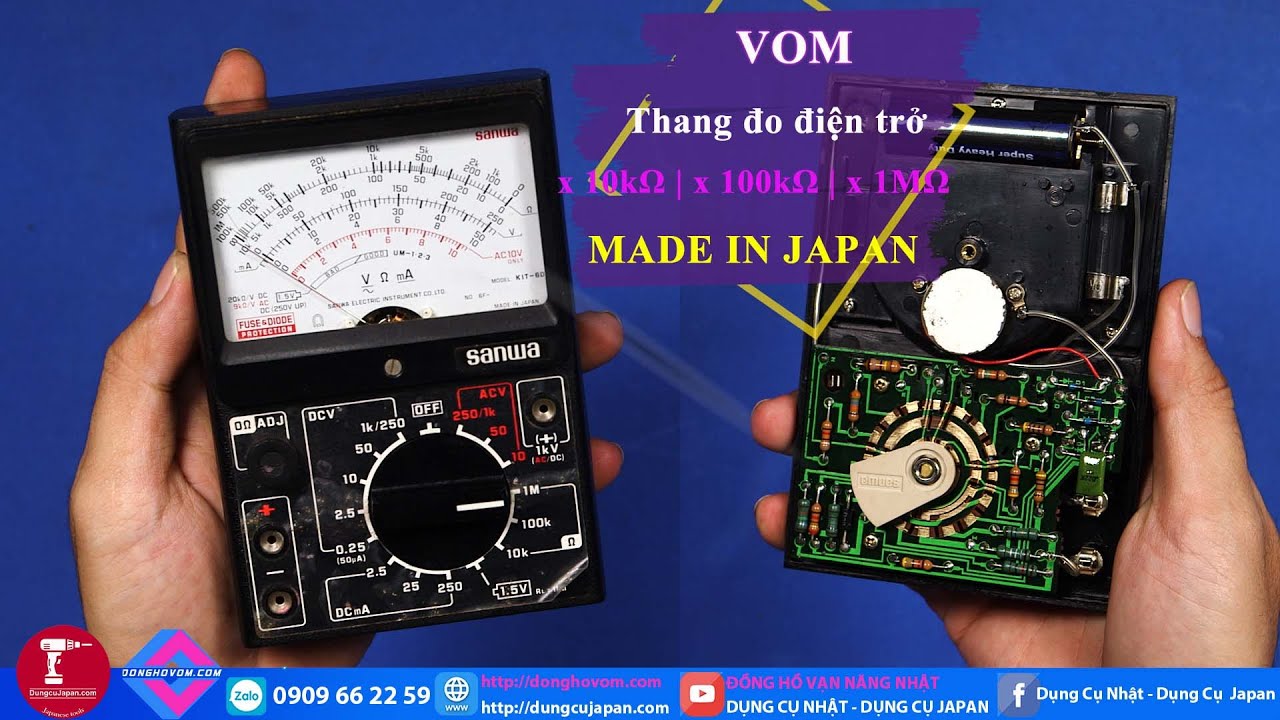 Đồng hồ vạn năng Sanwa KIT 6D có thang đo điện trở x 10k x 100k x 1M
