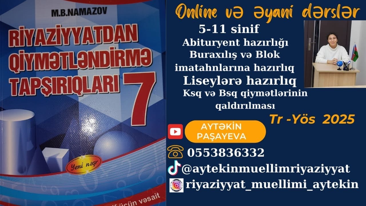 7-ci sinif Namazov qiymetlendirme.Statistika.Ehtimal B variantı