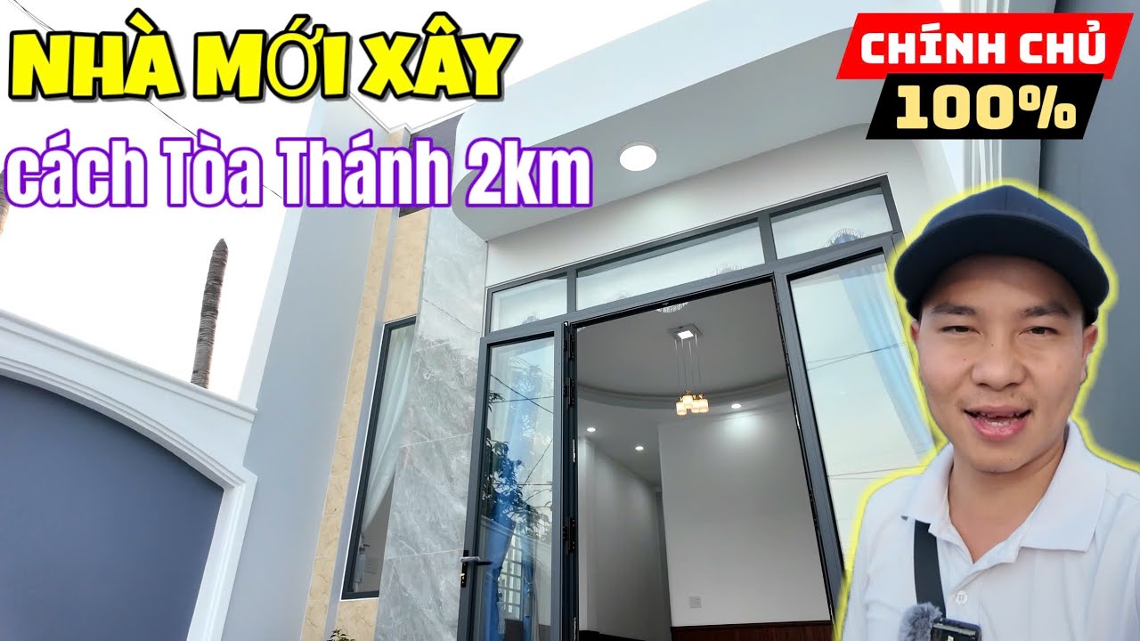 Tây Ninh: Dưới 2 tỷ Nhà xây mới 5 phòng mặt tiền nhựa cách chợ Cư Trú 500m ra Tòa Thánh 2km sổ riêng