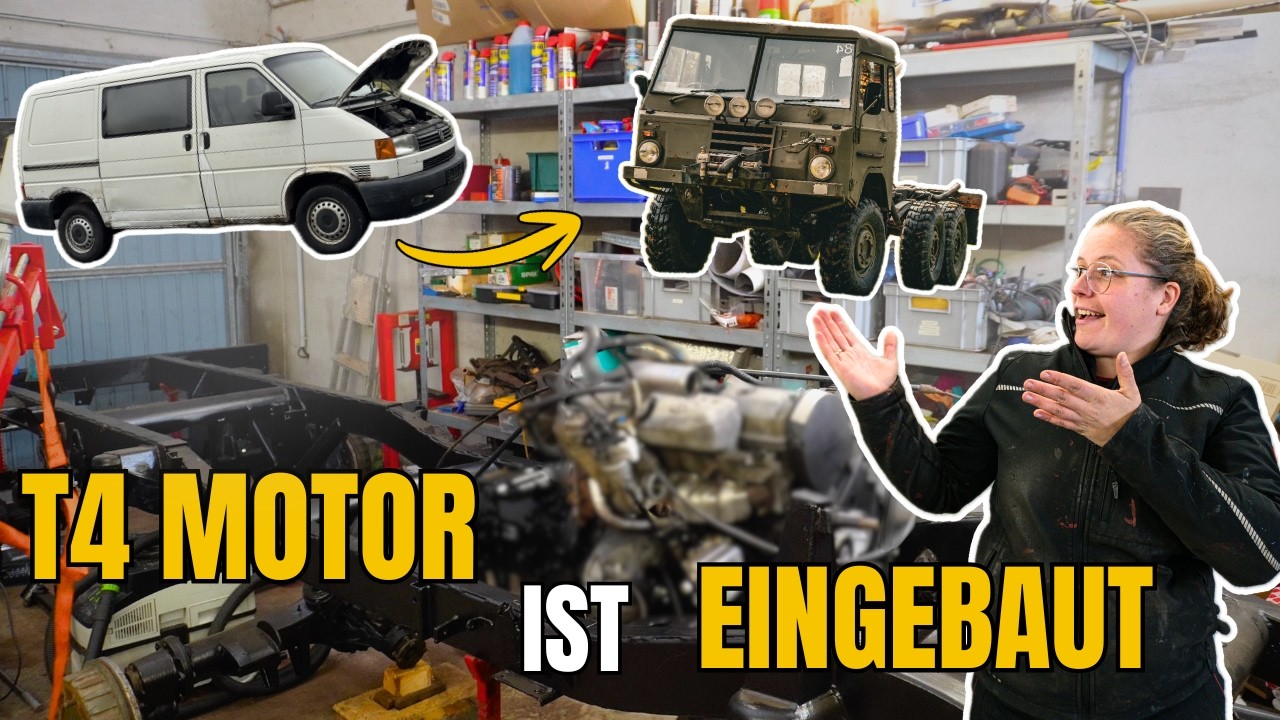 Der T4 MOTOR sitzt im VOLVO C304 Chassis & wir beginnen mit dem ACHSUMBAU 🚀