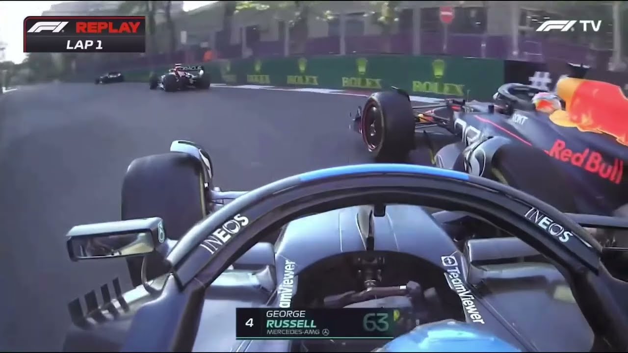 George Russel vs Max Verstappen at Azerbaijan GP 2023