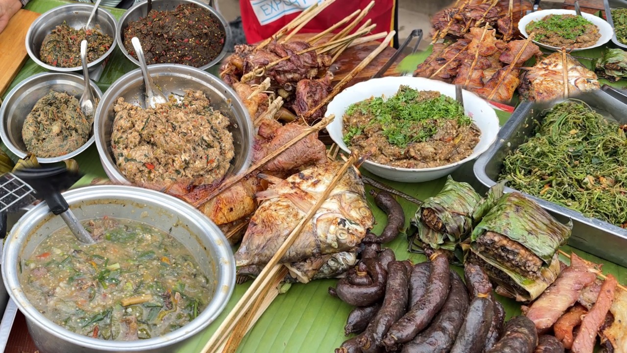 ຕະຫລາດເຊົ້າເມືອງວັງວຽງ2026/ตลาดเช้าเมืองวังเวียง2569/Lao local morning market in VangVieng2026