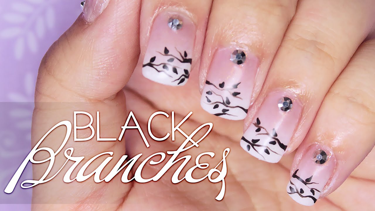 REMAKE: Black Branches Nail Art Tutorial // French Ombre Nail Art at Home