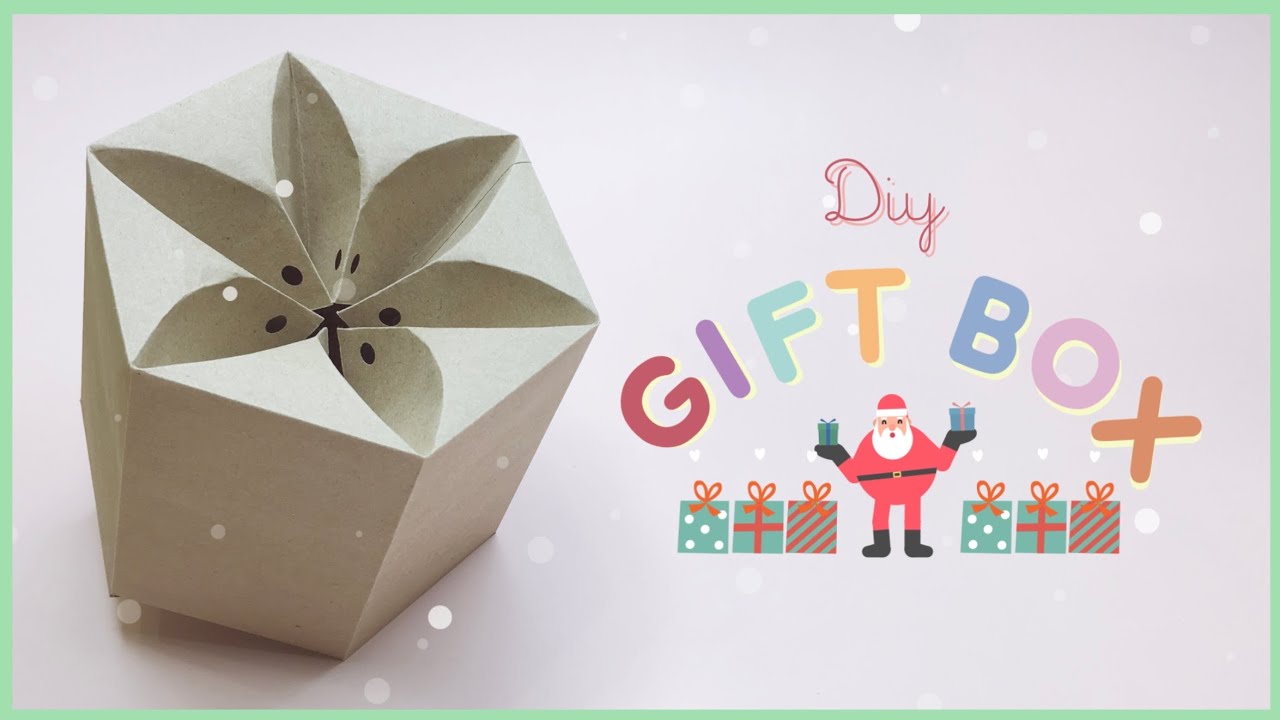 วิธีห่อของขวัญ วิธีทำกล่องของขวัญต้อนรับวันปีใหม่ 🎅🎁 - DIY Flower Top Paper Gift Box Packaging