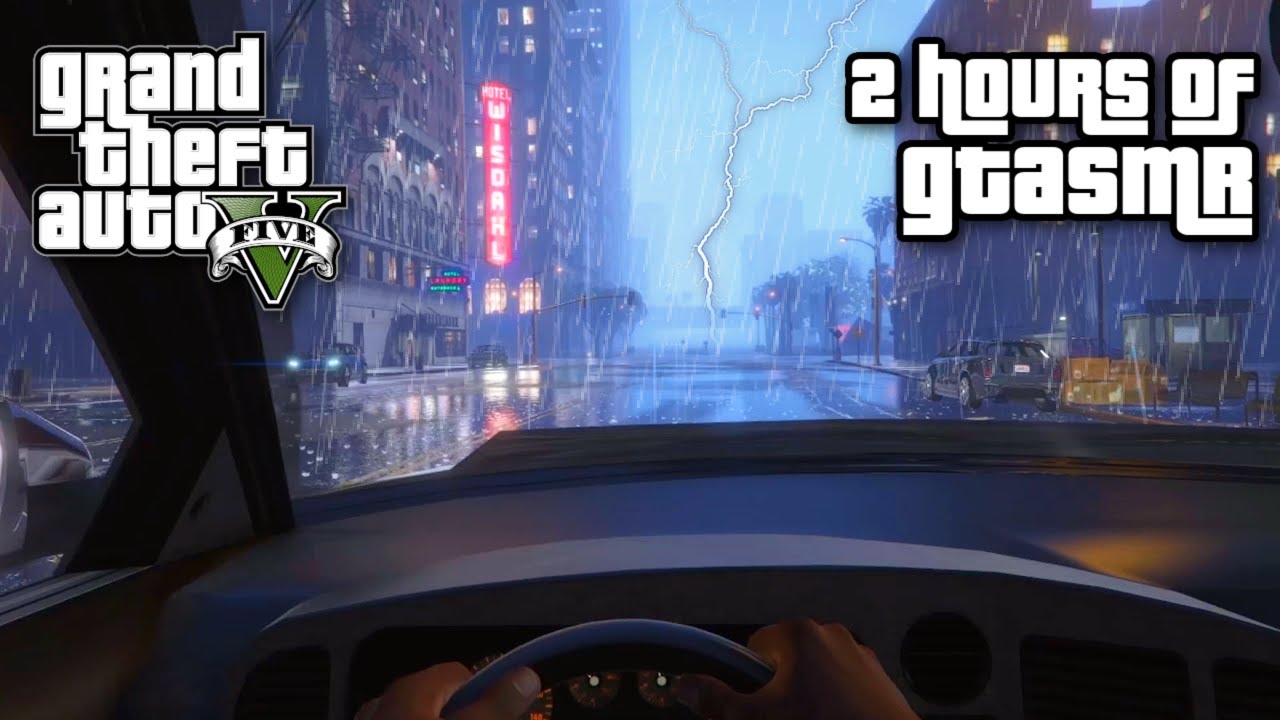 TWO HOURS of GTA ASMR 🌃 Close Up Ear to Ear Whispers ✨ Rain ✨Car Sounds ✨ City Ambience
