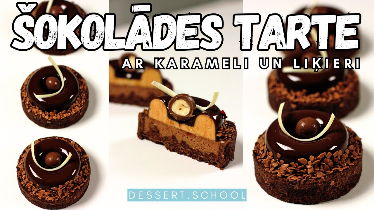Šokolādes tarte ar karameli un īru liķieri. Recepte Šokolādes karameļu groziņi