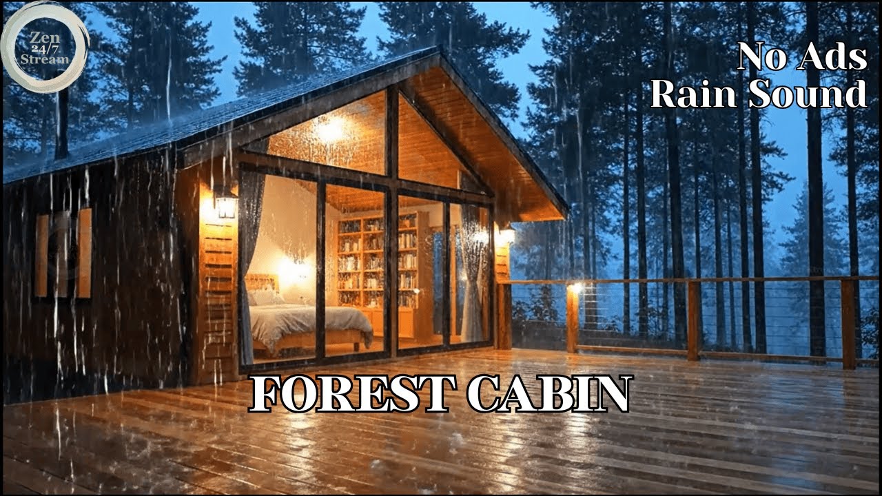 NO ADS Fall Asleep to Cozy Cabin Rain Sound & Thunder | Sleep, Study, Relax. #sleepaid #rainsound
