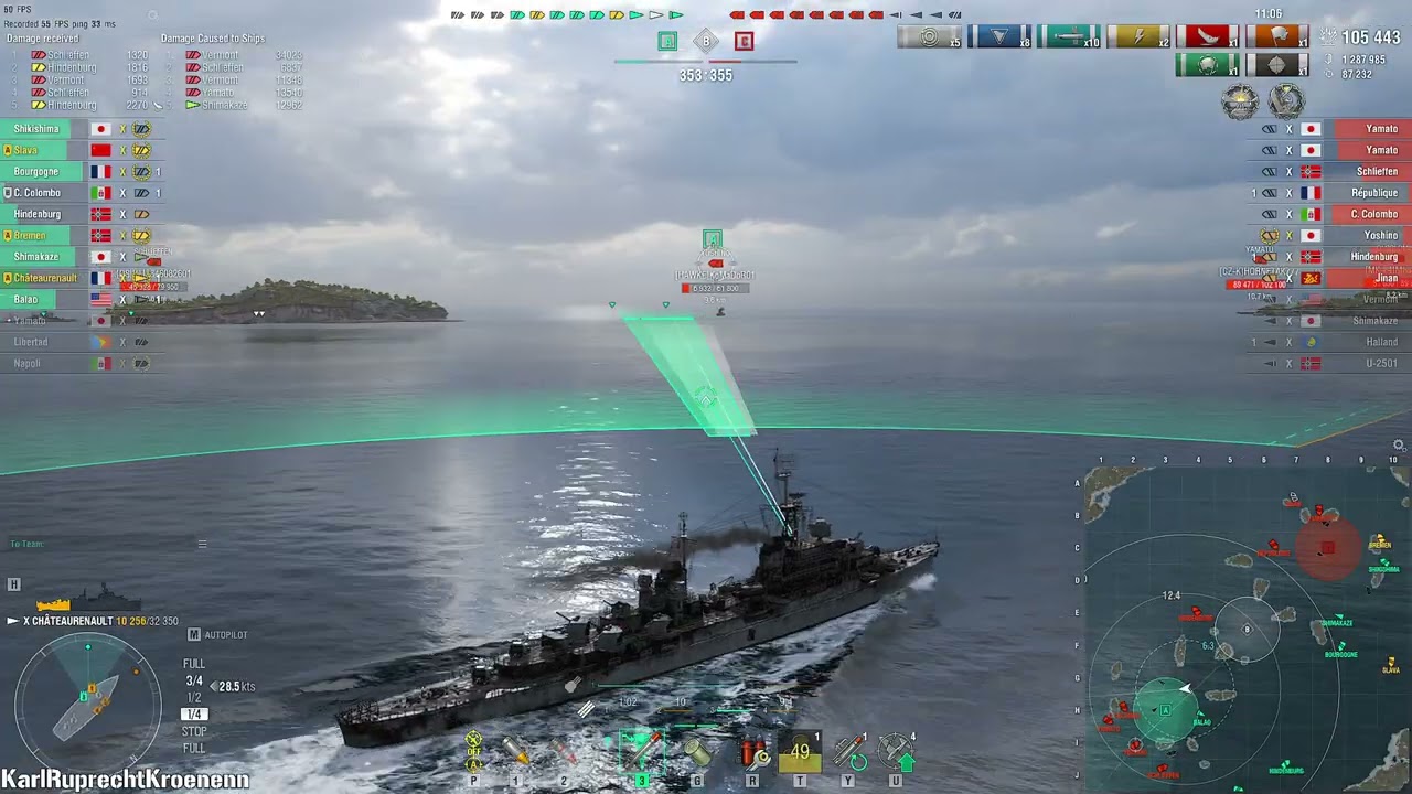 Французский Shimakaze стал кошмаром для всех линкоров на фланге