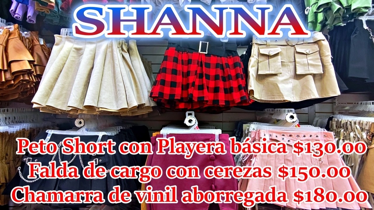 Shanna | Peto Short con playera Básica $130.00  Falda de cargo con cerezas $150.00