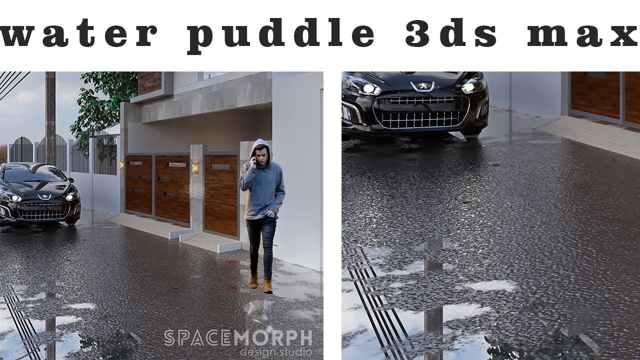 Water Puddle in 3ds Max | Corona render | Easy tutorial (2018)