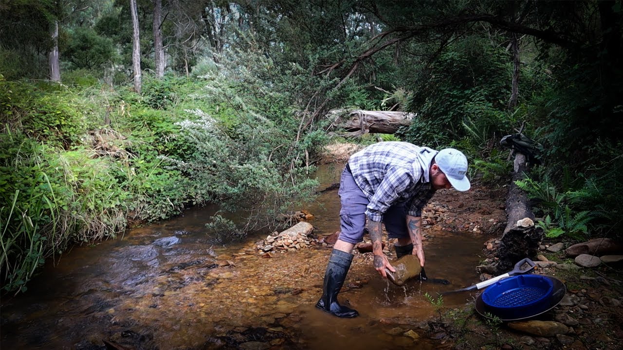 Panning Gold out of a Gravel Bar | Batea Gold Pan!