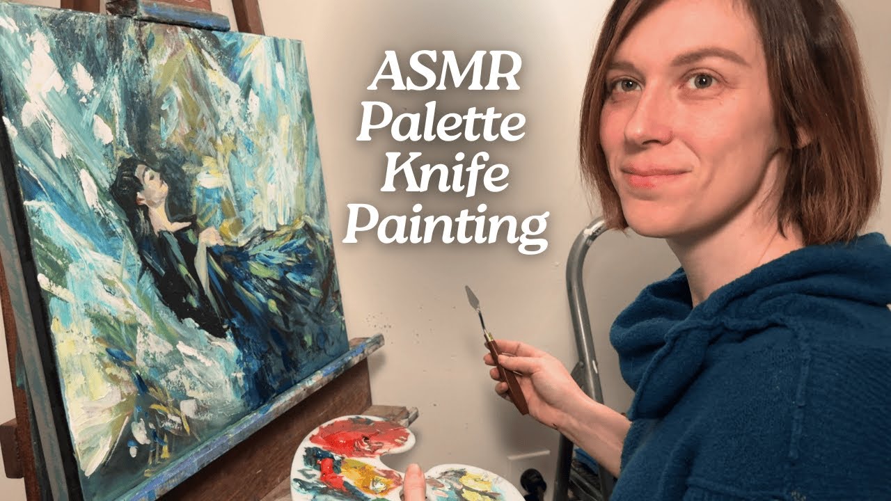 ASMR Palette Knife Painting | Calming Labradorite Crystal Cave | 1.5 Hours No Talking