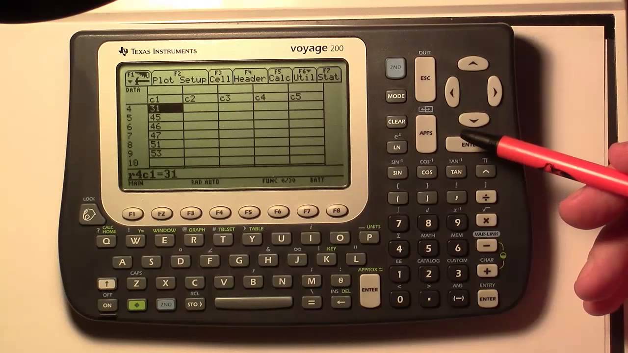 TI Voyage 200 - Statistics - Mean