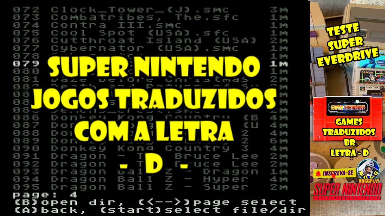 EVERDRIVE SNES - Тест игр, обозначенных буквой (D) PT-BR