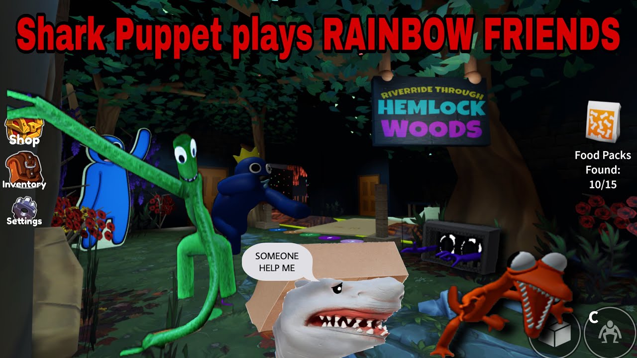 Shark Puppet Plays RAINBOW FRIENDS!?!?!