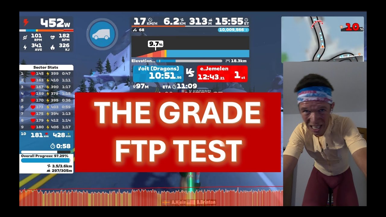 Riding Zwift - The Grade - FTP Test - 11min at over 400 Watts