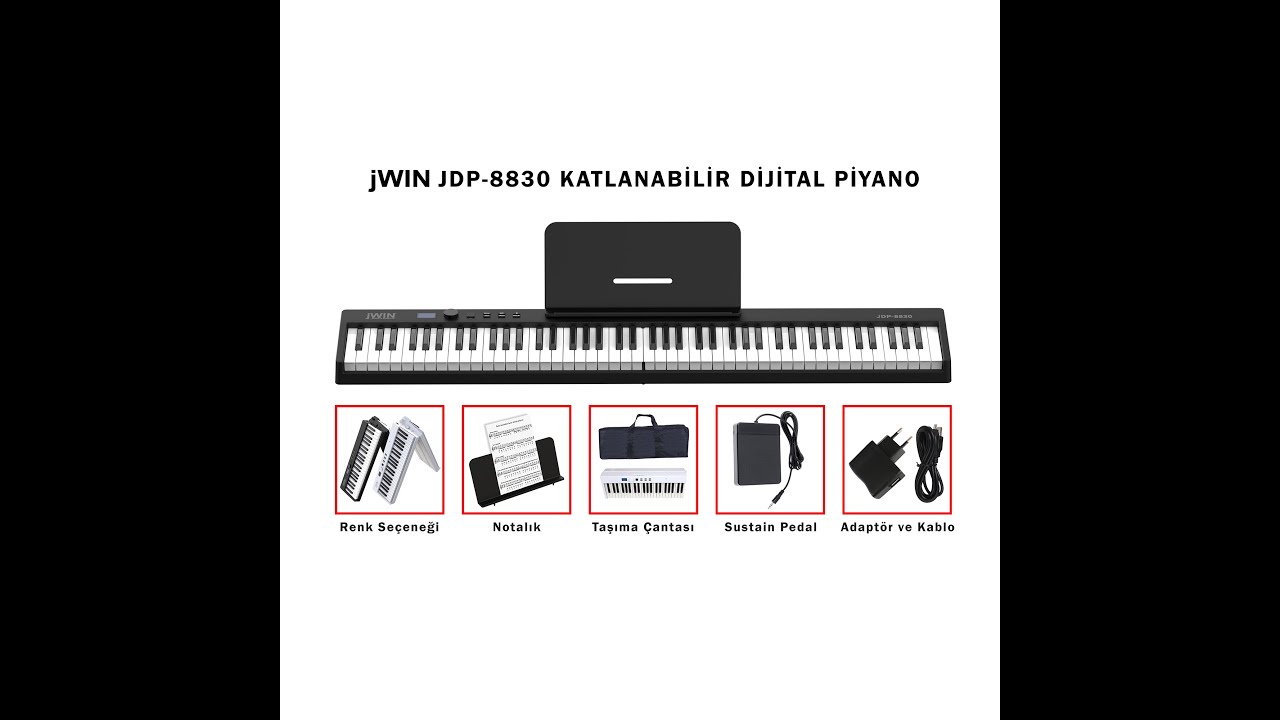 Jwin JDP-8830 88 Tuş Katlanabilir Bluetooth + Şarjlı Piyano Kutu Açılımı