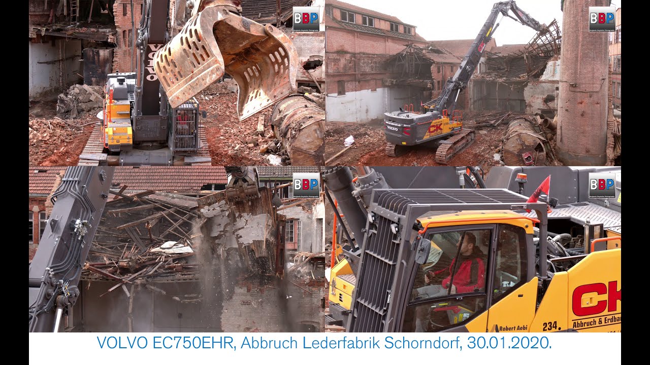 VOLVO EC750EHR Abbruch / Demolition Lederfabrik Breuninger, Schorndorf, 30.01.2020.