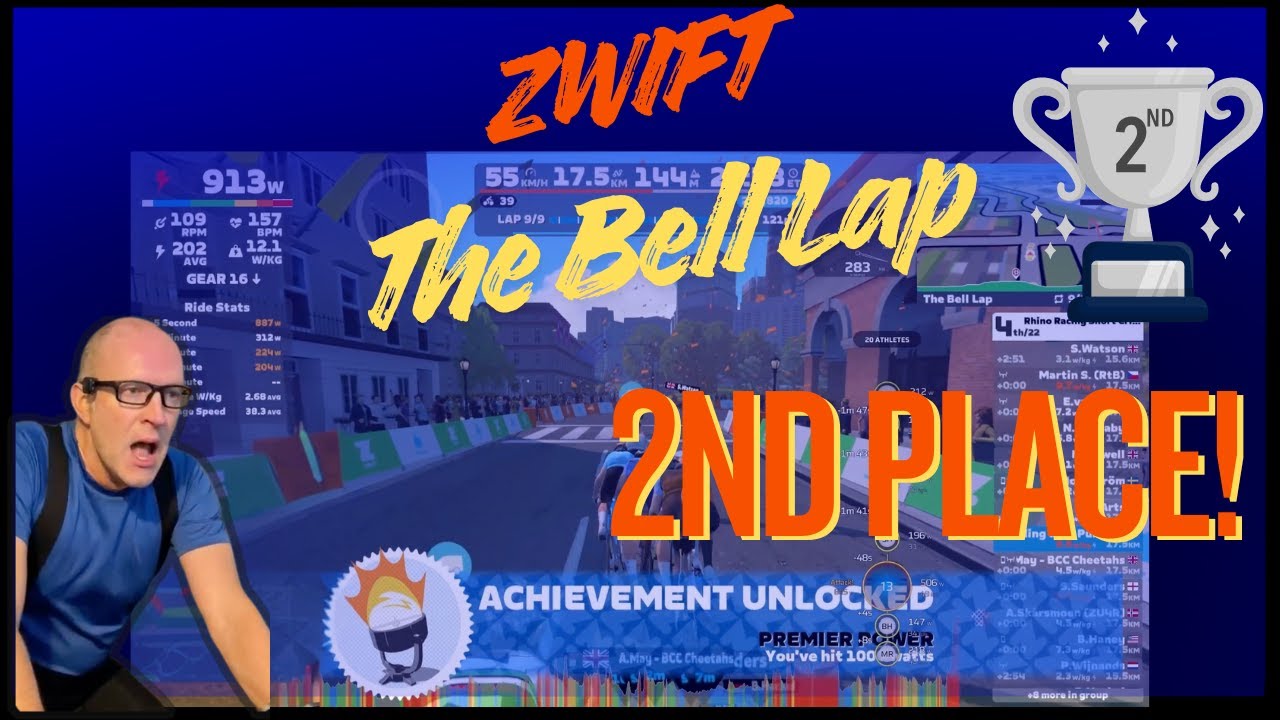 Smashing 1000w to get 2nd Place! - Zwift Crit Race - The Bell Lap