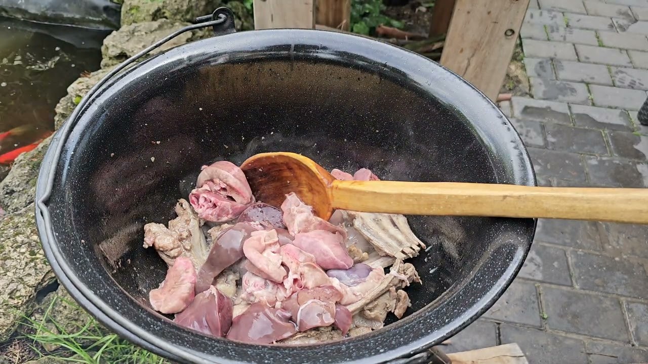 Iepure la Ceaun gătit pe Soba Raketa.