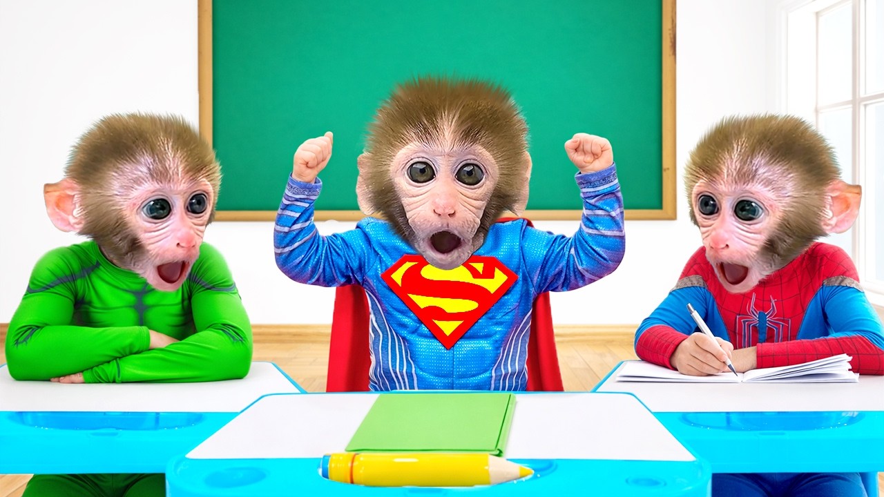 Bayi monyet Bonbon dan para pahlawan super – belajar menjadi murid yang baik