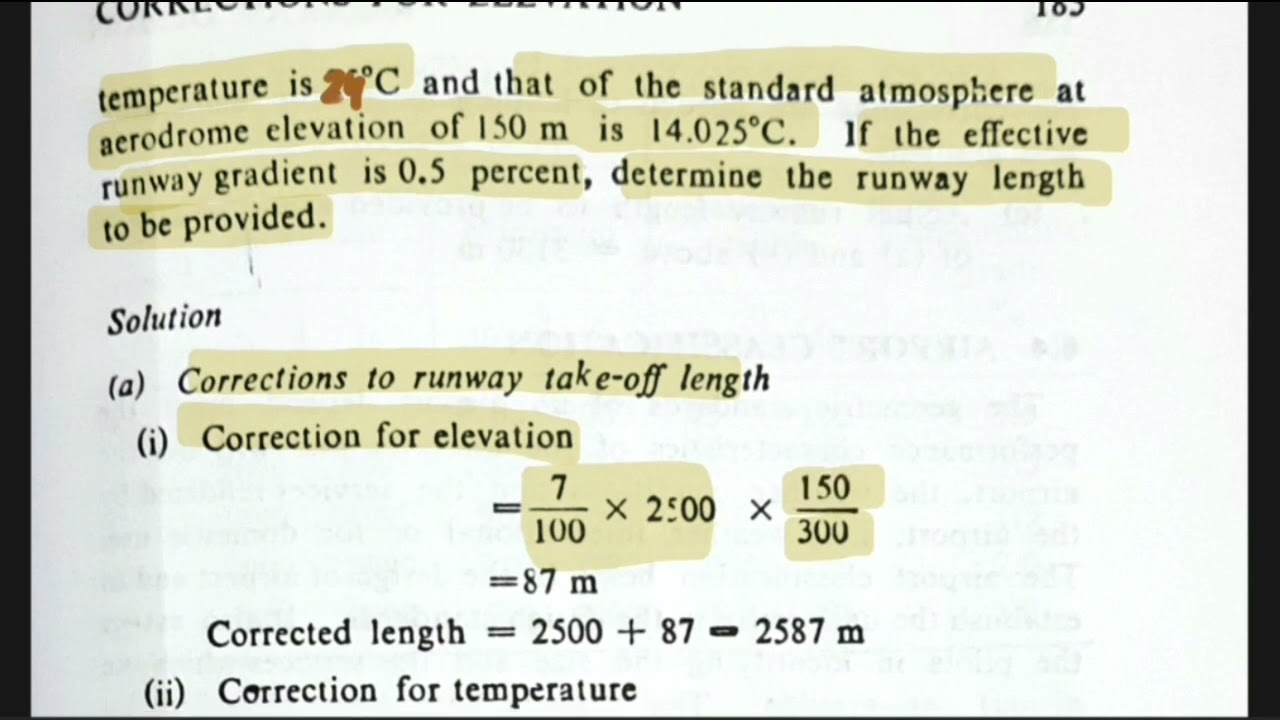 Correction For Runway length | Elevation, Temperature & Gradient Airport Engineering | With Example.