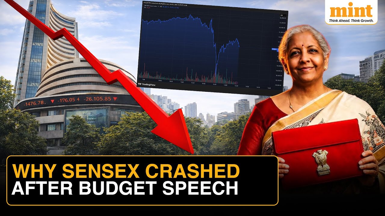 Шок от бюджета 2026 года: индекс Sensex рухнул на 2500 пунктов, индекс Nifty снизился после повыш...