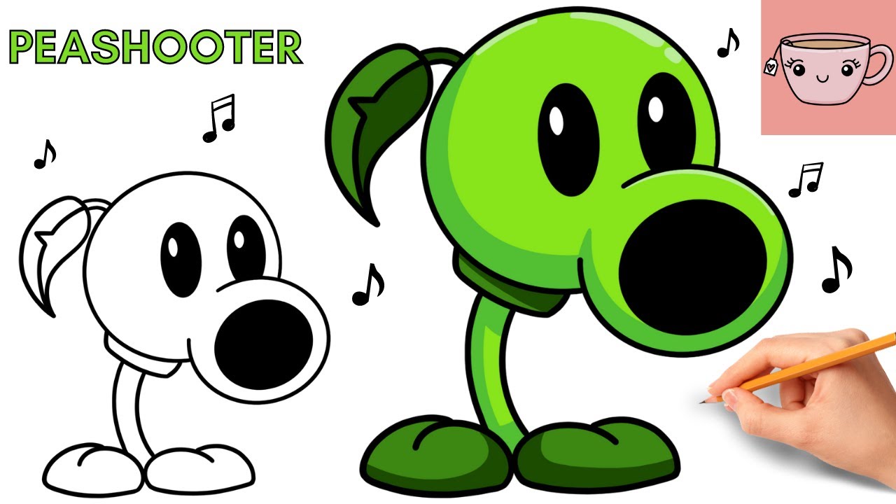 How To Draw Peashooter | Friday Night Funkin Mod FNF | Plants vs Zombies | Step By Step Tutorial