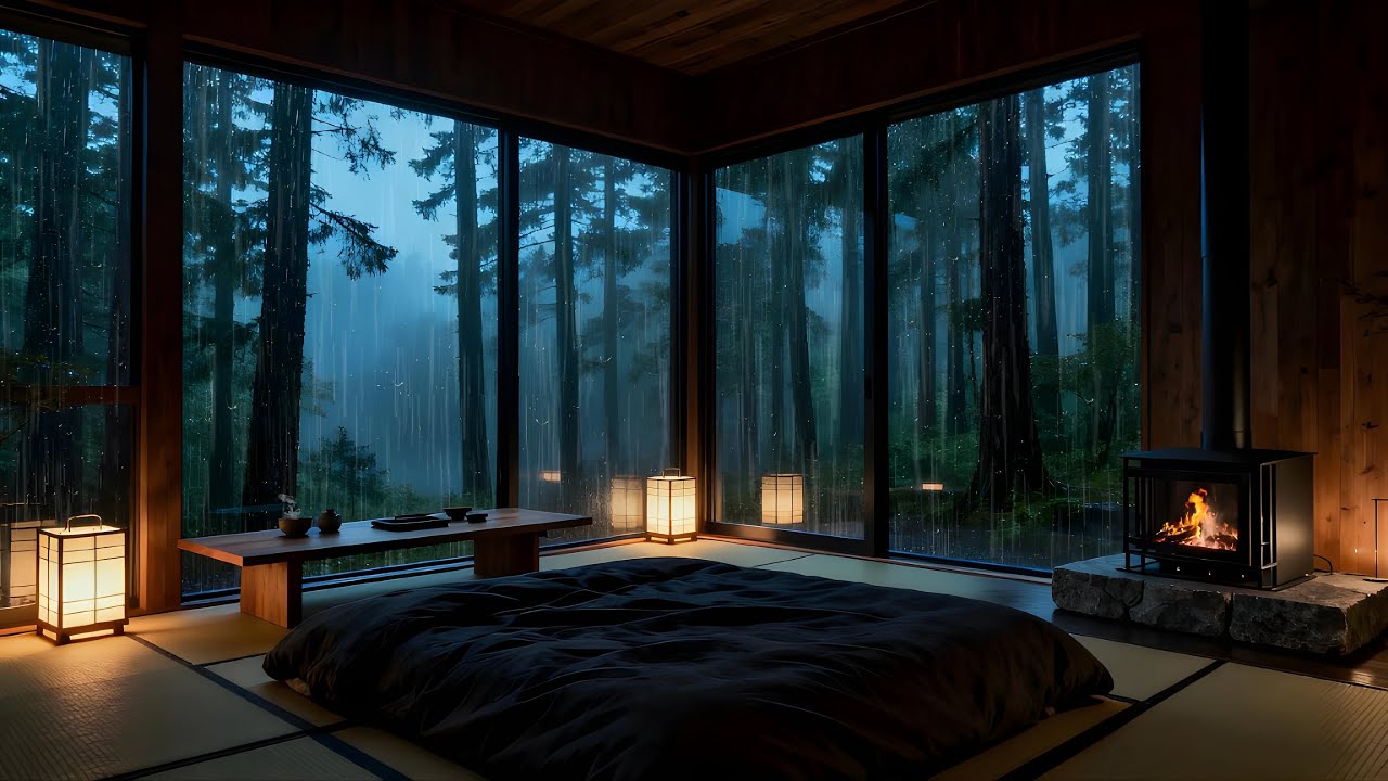Quiet Night Rain for Sleeping | Deep Mountain Cabin (No Thunder)