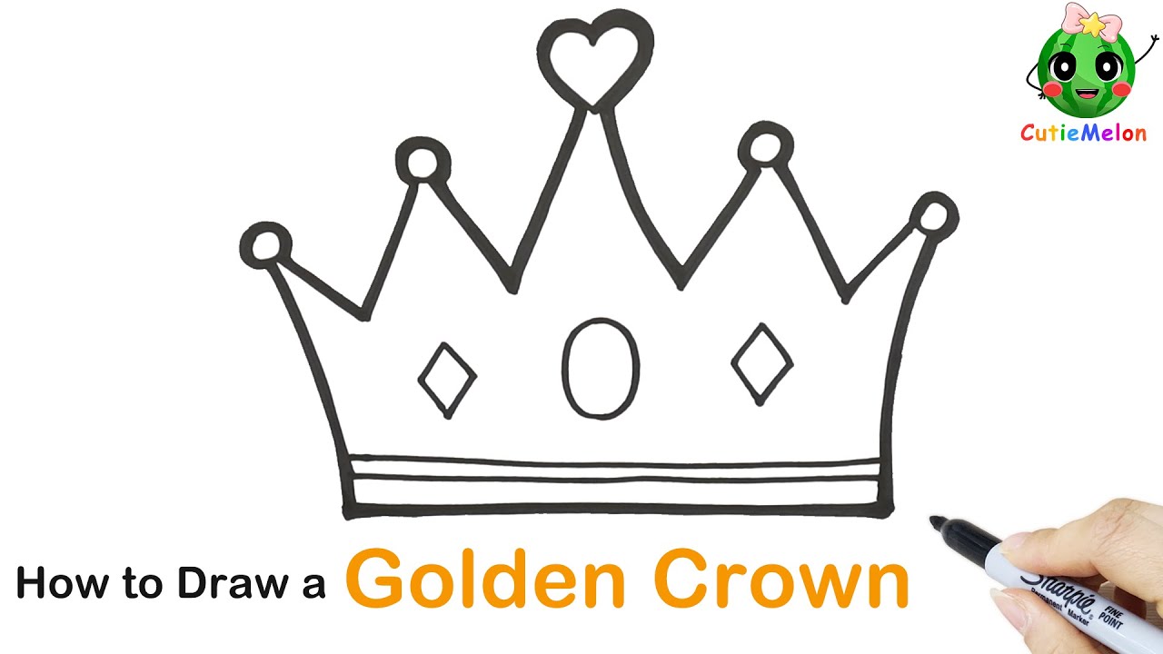 兒童簡筆畫手工閃亮皇冠 How to Draw a Sparkly CROWN using GLITTER | Easy Drawings for kids【西瓜寶寶學畫畫學英語】兒童繪畫 簡筆畫教程