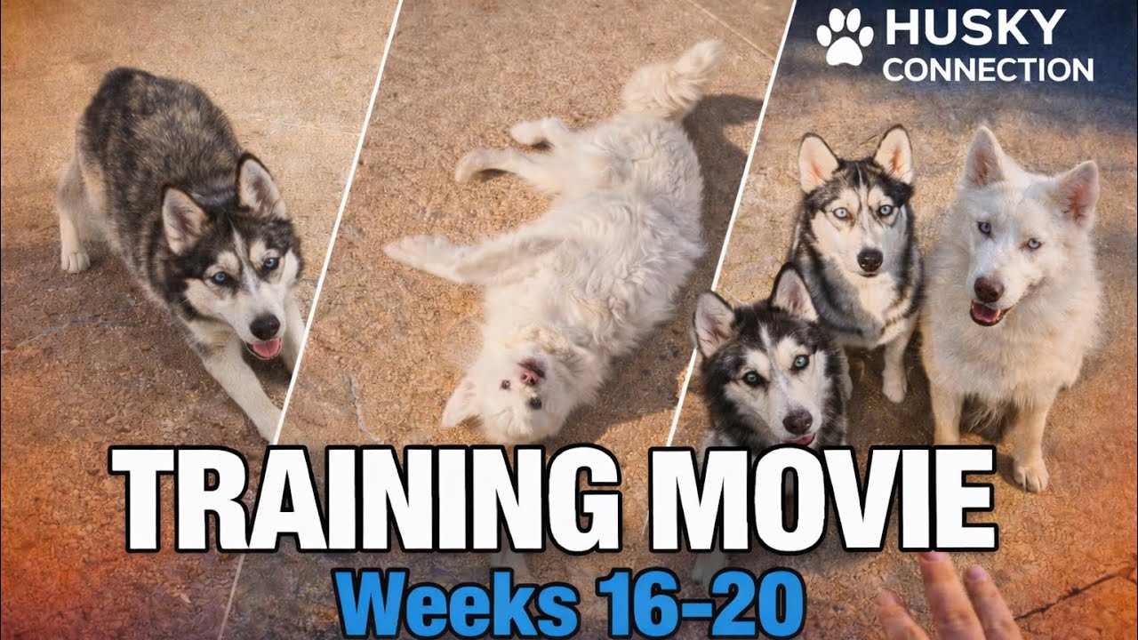 Husky Puppy Training Movie — Weeks 16–20 | Flint Learns “Roll & Chill” + Next-Level Focus