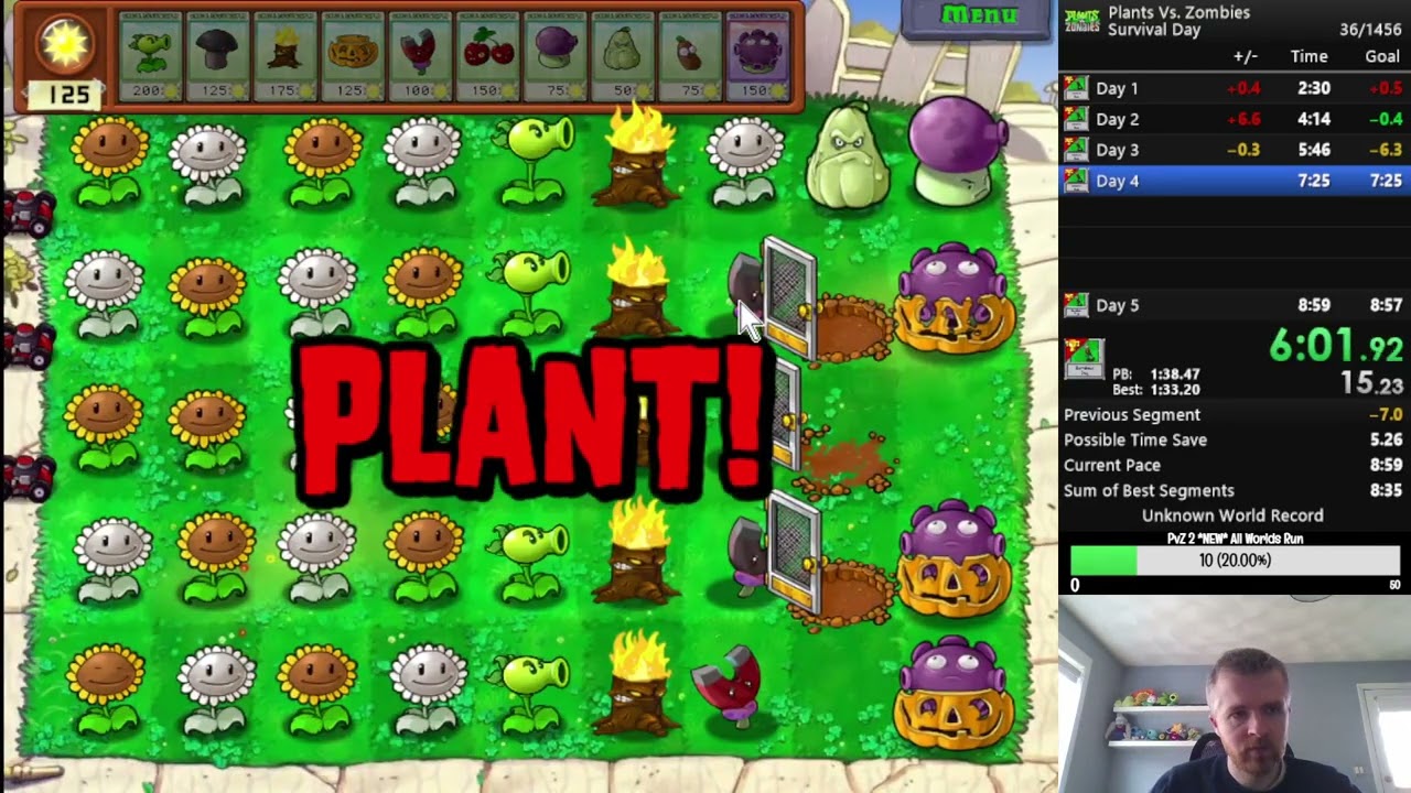 PvZ - Survival Day Speedrun in 8:56 (former WR)
