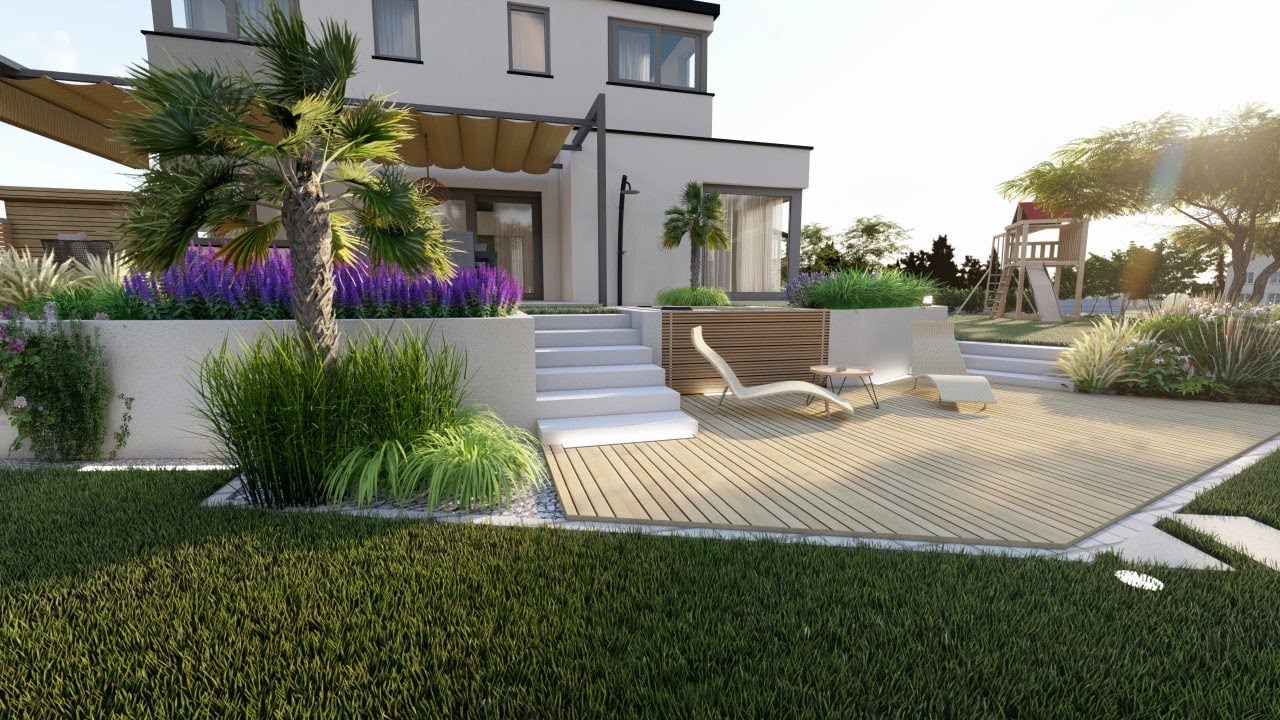 EXOTIC Garden Design by the LAKE / Garden Design in SketchUP