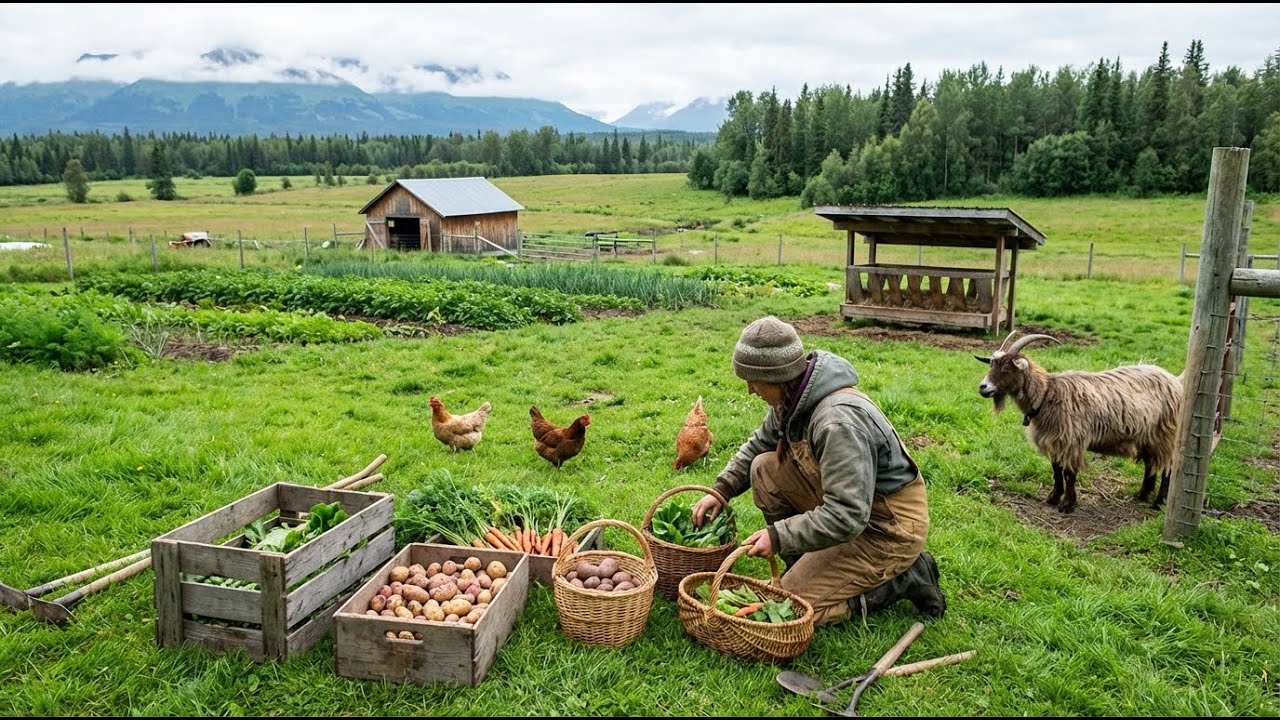 A SLOW DAY on an Alaska Farm - Gentle Harvesting & Peaceful Animal Care