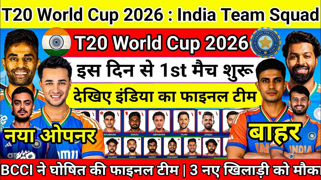 World Cup 2026 : India Team Squad | India 15 members Squad For Word Cup 2026 | इंडिया फाइनल टीम | 