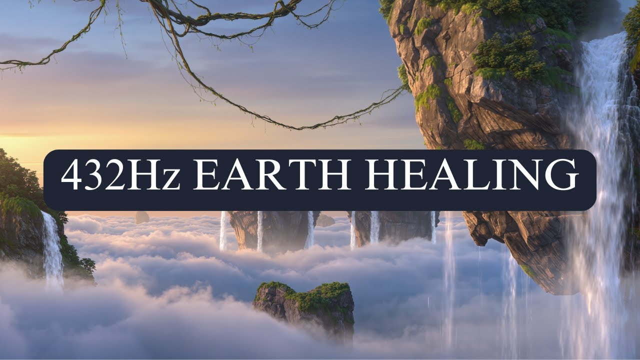 432Hz Native Flute, Spanish Guitar & Shamanic Drums with Waterfall Sounds, Deep Sleep Meditation Mus