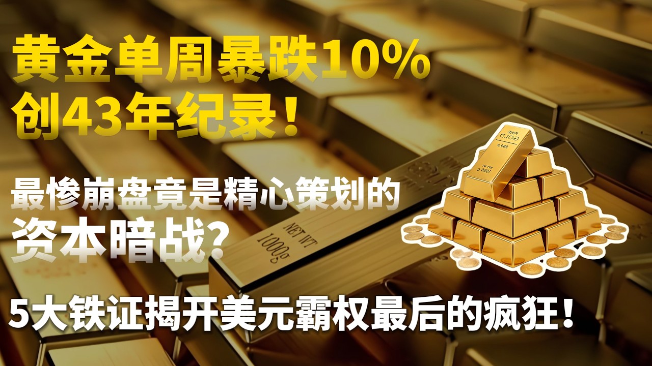 黄金单周暴跌10%创43年纪录！最惨崩盘竟是精心策划的资本暗战？5大铁证揭开美元霸权最后的疯狂！全球投资者被血洗！幕后推手浮出水面！#黄金#白银