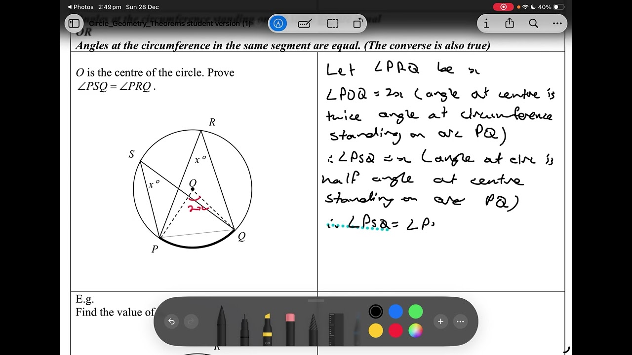 Angles at Circumference Proofs