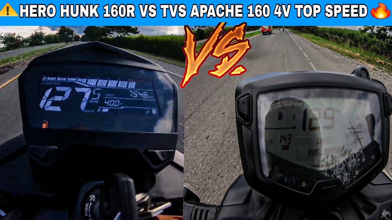 ¿Cuál es más RÁPIDA?🤔Hero Hunk 160R VS TVS Apache 160 4V Top speed 🏍🚀