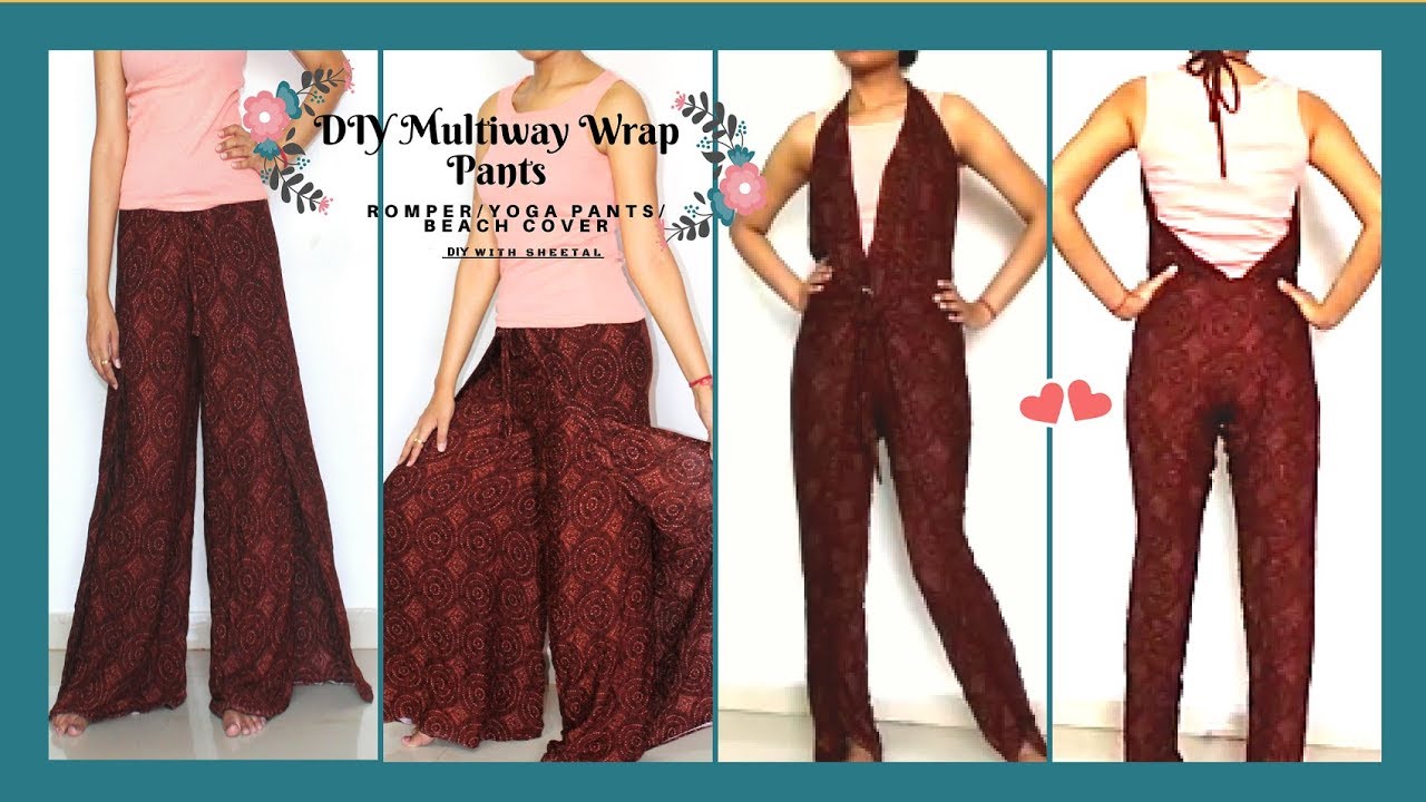 DIY: How to Cut & Sew Multi Way Wrap Pants in 10 minute |Pants Skirt | Romper | Pregnancy pants