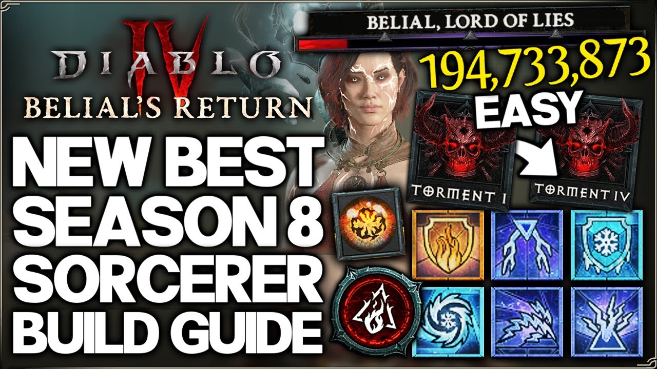 Diablo 4 - New Best S8 HIGHEST DAMAGE Sorcerer Build Guide - New OP Lightning Spear Fast Torment 4!