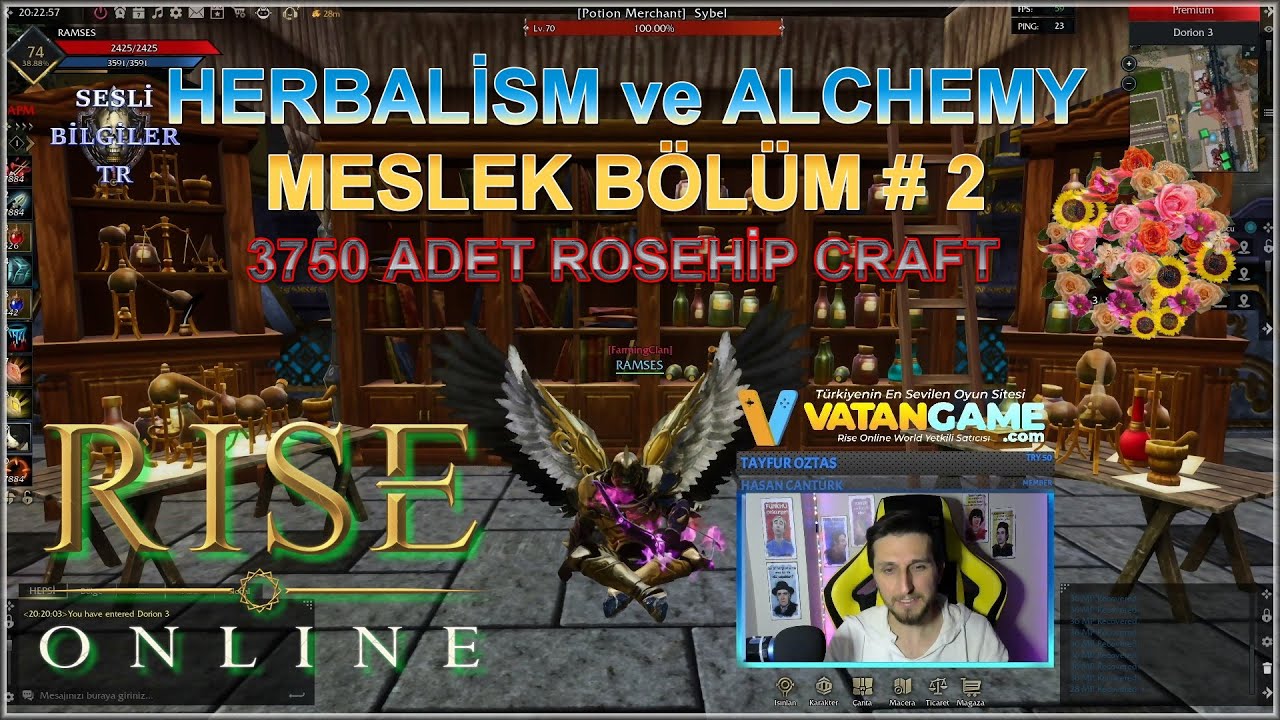 RİSE ONLİNE HERBALİSM ALCHEMY BÖLÜM 2 - ROSEHİP ÜRETİM 3750 x KAÇ LVL ve POT - Sesli Bilgiler TR