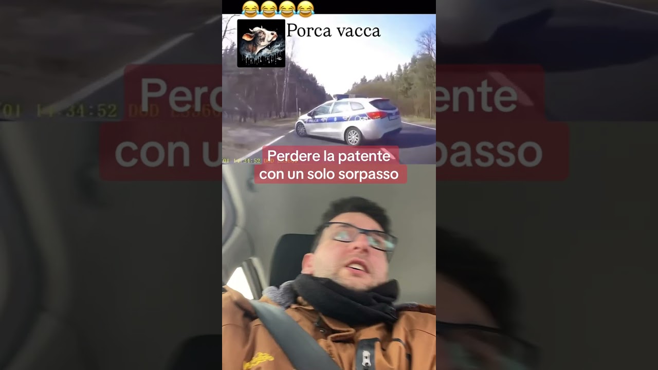 Kurwa! Perdere la patente con un solo sorpasso 🤣 #kurwa #boberkurwa #incidente #polizia #police