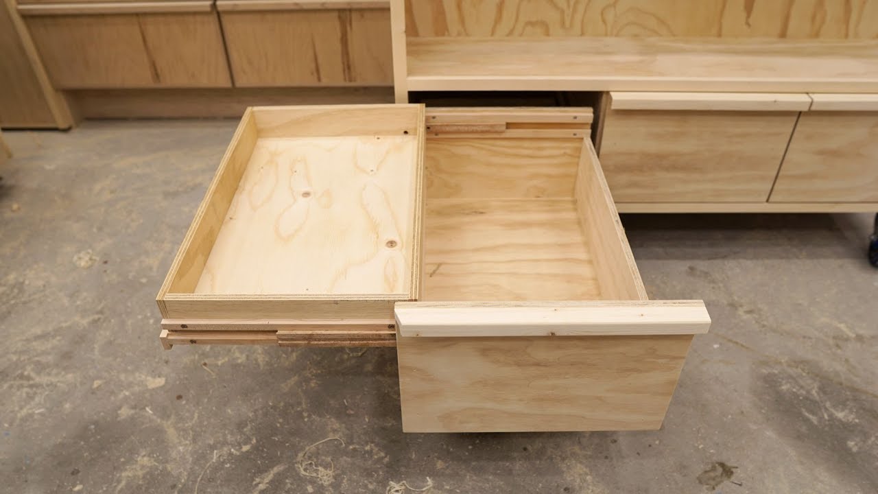 Double Deck Drawers On Wooden Full Extension Slides