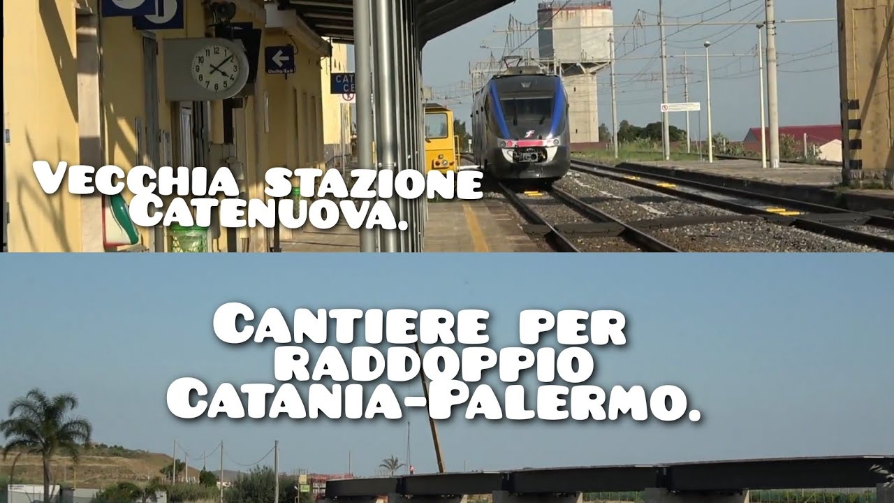 Lavori per il raddoppio ferroviario Catania-Palermo nei pressi della stazione di Catenanuova.