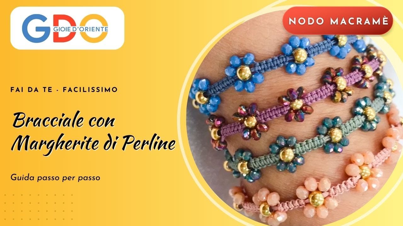 Come fare un Bracciale con Margherite di perline con nodo Macramè #braceletmaking  #gioiedoriente