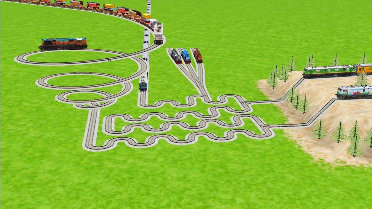 ALL REALISTIC TRAINS CROSSING 💝 FOR SQUARE RAILROAD TRACKS ZIG ZAG TRACK😱RAILROAD BEANG DRIVE 