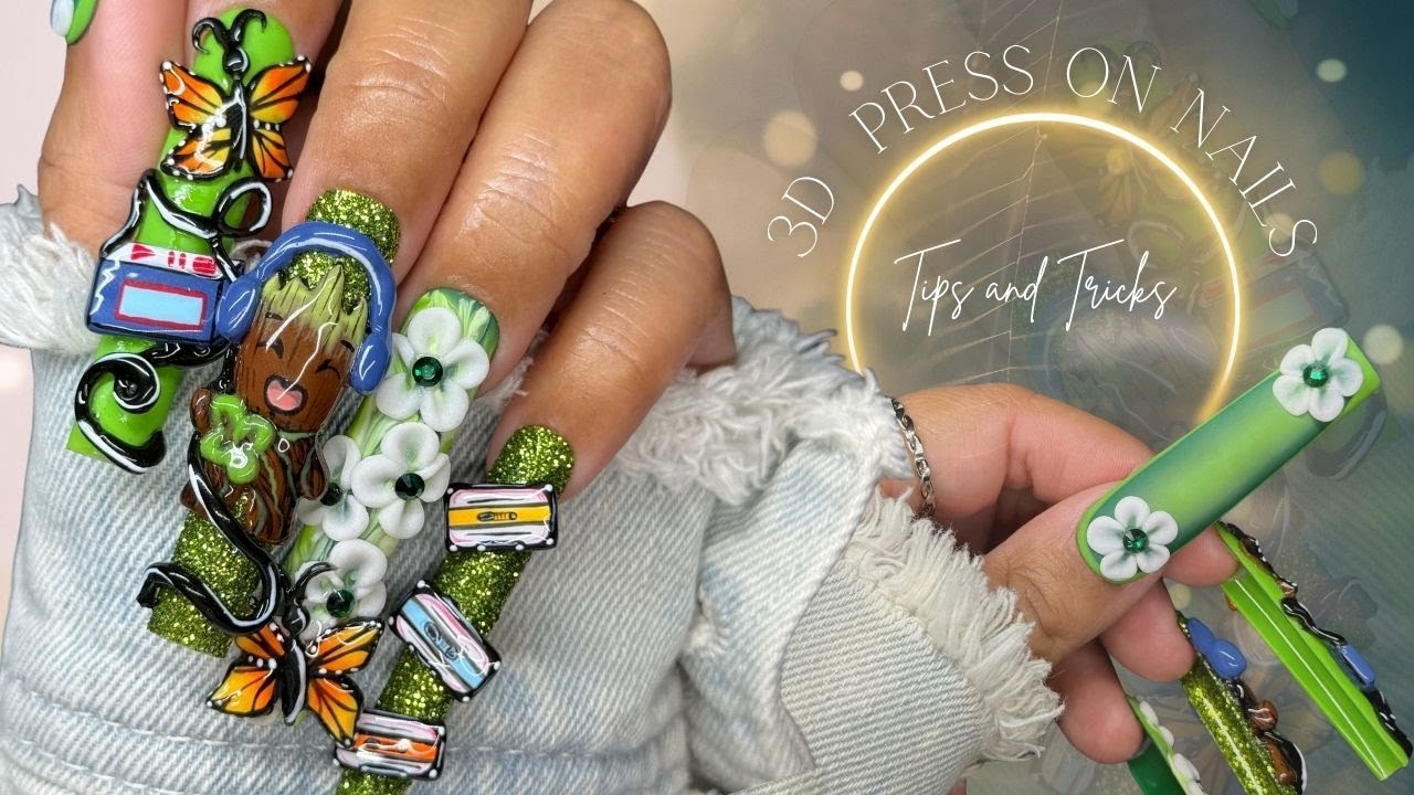 3D PRESS ON NAILS | NAIL ART TUTORIAL  |  SOLID BUILDER GEL TUTORIAL | SOLID NAIL GLUE