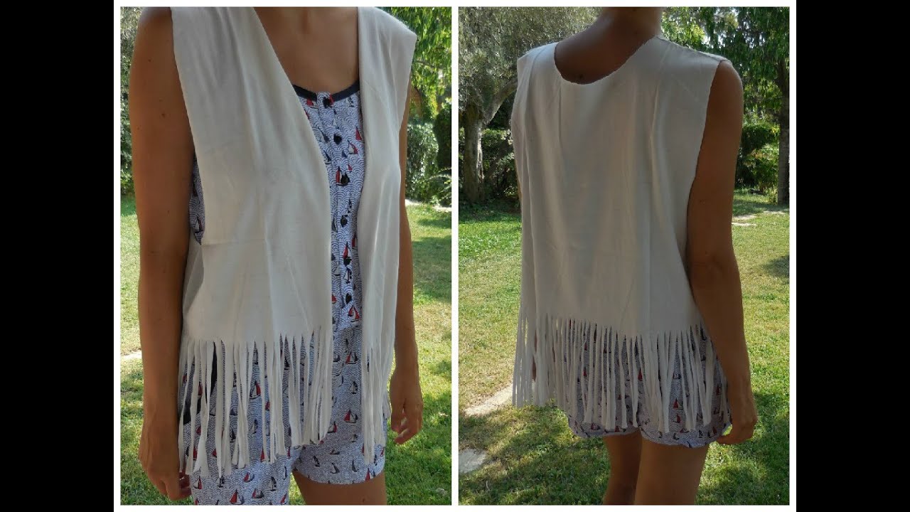✂ Transformer un t-shirt en gilet à franges / Fringe vest from t-shirt DIY