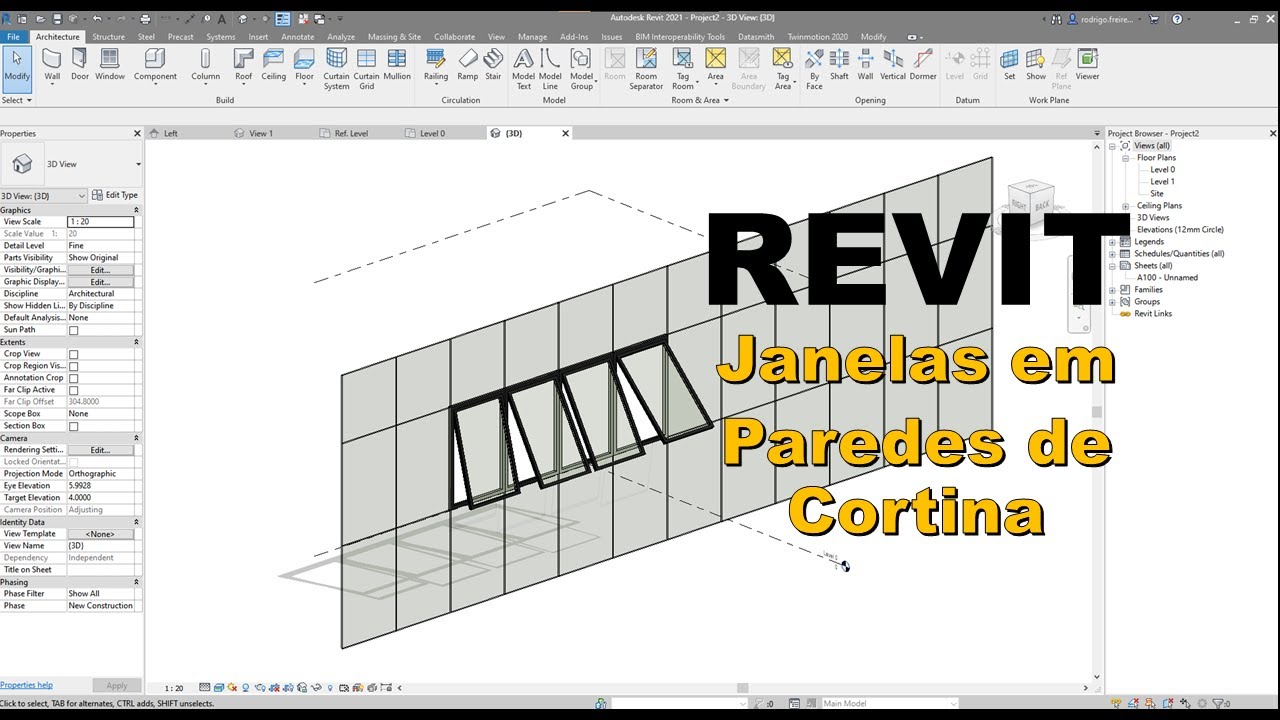 REVIT - Janelas Paramétricas em Cortinas de Vidro